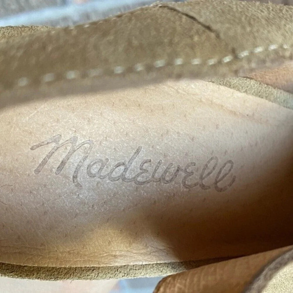 NEW, Madewell, The Cary Slingback Suede Sandal, Block Stacked Heel, Tan, Brown - Picture 11 of 12